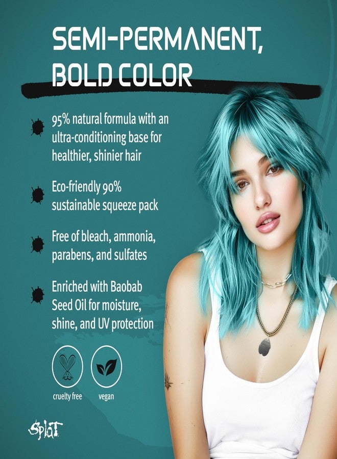 Splat Naturals Semi-Permanent Hair Color, Teal, 6 fl. oz., 95% Natural Hair Dye Formula Lasts Up to 30 Washes, Vegan & Cruelty-Free Semi Permanent Hair Color - Image 2